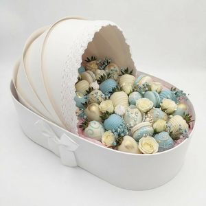 Caja de Cartón con Forma de Cuna para Decoración de Carritos de Bebé, <span class=keywords><strong>Cesta</strong></span> Floral, Caja de <span class=keywords><strong>Regalo</strong></span> para Baby Shower, Cestas para Recién Nacidos - Product Image 1