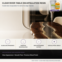 Résine époxy à prise lente haute transparence 3:1 pour table de rivière, pour coulage profond de dalles de bois, résistante à l'humidité