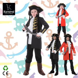 Costume da Pirata <span class=keywords><strong>per</strong></span> Bambini, Ispirato a <span class=keywords><strong>Film</strong></span> e Serie TV, Cappotto Steampunk Nero Medievale <span class=keywords><strong>per</strong></span> <span class=keywords><strong>Ragazzi</strong></span>, Vendita all'Ingrosso - Product Image 1