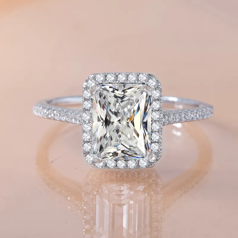 Роскошные свадебные аксессуары Подарки простое серебряное кольцо 925 стерлингового серебра квадратный большой камень Свадебное обручальное кольцо