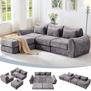 Multiple Modular Cloud <b>Sofa</b> <b>Bed</b>, Sectional Boneless Couch with Chaise for Living Room/Bedroom, Shennel <b>Sofa</b> No Assembly - Product Image 1