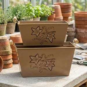 Ensemble de 2 jardinières en fer galvanisé émaillé - Product Image 3