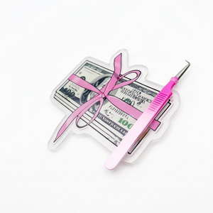 Dollar Design Acrylique Cils Tuile Acier Durable 90 Degrés Deux Tons Extension de Cils Pince à Épiler Logo Imprimé Personnalisé - Product Image 1