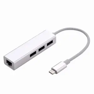 USB 2.0 Hub Type CにRJ45 Ethernet Gigabit Lan 3 Ports USB Adapter SupportためWindows 7/8