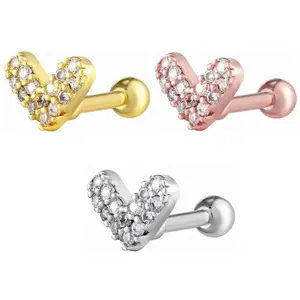 Heart Tragus Cartilage Earring Helix Piercing Body Jewelry Wholesale Stainless Steel Piercing Earrings Fashion