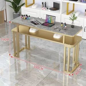Table de manucure légère et luxueuse, moderne et simple, en pierre, nouvelle table de manucure simple ou double en métal pour salon de manucure - Product Image 5