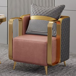Fauteuil individuel de luxe moderne avec structure en métal doré et revêtement en tissu pour appartement et hall d'hôtel - Product Image 3