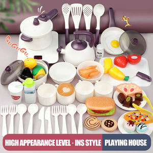 Ensemble de jeu de cuisine européenne 54 pièces avec cuisinière à induction, casseroles, fruits, légumes, pizza, hamburger, cadeau pour enfants - Product Image 6