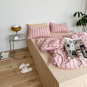 Bộ đồ giường Nhà Sọc sợi nhuộm rửa bông <span class=keywords><strong>chambray</strong></span> Duvet Quilt Cover bộ đồ giường đặt chăn Ga Trải Giường Bộ gối - Product Image 2