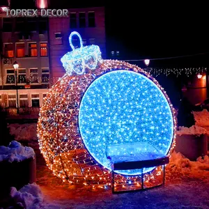 Toprex Decor Large Outdoor Commercial LED Christmas Light Ball Illuminated Giant Village Decorations PVC Material IP65 Rated