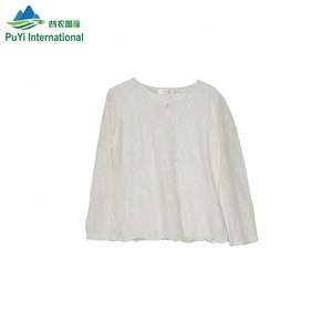 Blus rajut putih wanita, kemeja Dalaman pendek campur tangan kedua pakaian bekas grosir untuk musim gugur - Product Image 4