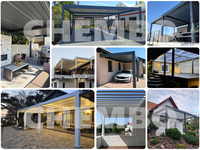 Pergola motorisée en alliage d'aluminium avec auvent électrique - Imperméable, résistante au vent, télécommande, structure de jardin extérieure