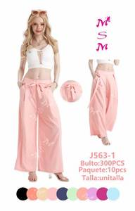 Pantalones Culottes de Cintura Alta, Largos hasta la Rodilla, de Crepé, con Cordón, Plisados, de Color Sólido, Casuales, para Verano, Holgados, para Mujer - Product Image 4