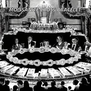 สร้อยข้อมือเงินแท้ชุบทองคำขาวประดับจี้รูปกากบาทเพชรโมอิสซาไนต์ขนาด 3 มม. ดีไซน์สวยหรูระยิบระยับสำหรับผู้หญิง - Product Image 2