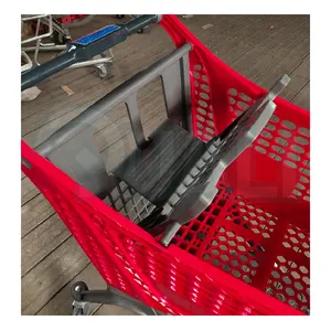 Qual carrinho de compras de plástico para mercearia do superfície com fechadura de moeda do bebê