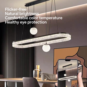 Lustre moderne de luxe rectangulaire en acrylique avec lumières sphériques pour salle à manger, cloche botanique, éclairage décoratif - Product Image 5