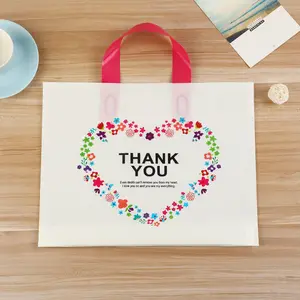 40*35cm Durable Heavy Duty Shopping Bag Plastic Apparel Packaging Loop Handle Bag Customized Printing Bottom Gusset Tote Bag