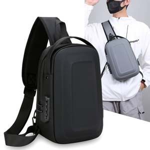 Sac banane de sport pour homme en PU avec motif ceinture, fermeture éclair, style universitaire tendance, sac d'école - Product Image 6