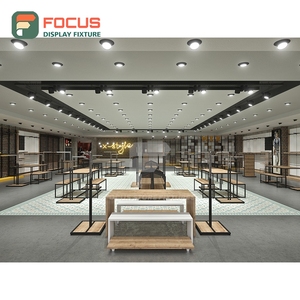 Contemporary Store Interior Melamine Wall Shelving Installation Service Clothing Store - Product Image 1