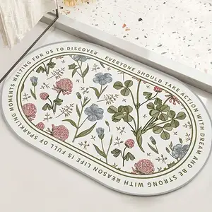 Коврик для ванной с цветами и растениями
