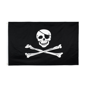 Пользовательский пиратский флаг 3x5ft Jolly Roger черный белый полиэстер прочный флаг - Product Image 1