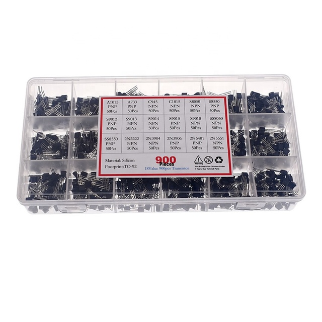 900pcs Transistors 18 Value Bipolar Triode Transistor TO-92 Box Kit A1015-2N5551 DIY LED Kit PNP NPN 3Pin Power Transistors