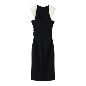black flared sleeve dress REVENGE] ZIP UP Midi Long Sleeve Hoodie Dress in Black  TRACKSUITBAE