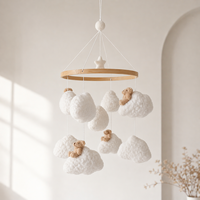 Mobile de lit bébé en tissu peluche bouclé ours en bois naturel de haute qualité pour berceau – Essentiels pour nouveau-nés