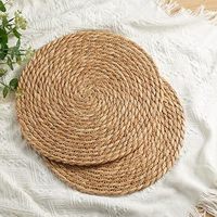 Sets de Table Bohème en Jacinthe d'Eau et Rotin Naturels Tressés, 12 Pouces 13 Pouces, Nattes de Table Rustiques et Champêtres pour la Salle à Manger