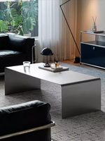Table basse moderne convertible et portable en acier inoxydable, finition brossée double face, épaisseur solide de 4,55 mm, mobilier de salon