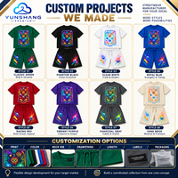 Ensemble streetwear deux pièces pour homme personnalisé, respirant, en mélange de coton, imprimé numérique, motif machine à flipper néon, avec t-shirt et short à cordon de serrage