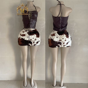 Nuovo Completo <span class=keywords><strong>Donna</strong></span> Primavera Autunno, Top Corto e Gonna Patchwork alla Moda, Set Due Pezzi <span class=keywords><strong>Sexy</strong></span> da Club - Product Image 2