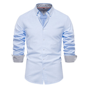 <span class=keywords><strong>Vente</strong></span> de liquidation d'automne OEM, chemise décontractée surdimensionnée pour homme, manches longues, chemise en fil teint, chemise respirante - Product Image 5