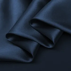 Bán buôn Charmeuse vải lụa vải Charmeuse in lụa vải tóc Ribbon Headband chiều rộng 45 "màu xanh hải quân No.43 màu