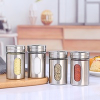 Bouteilles à condiments en verre personnalisées, pots à épices ronds pour la cuisine, salières et poivrières, durables, écologiques, modernes