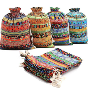 Oferta Especial: Bolsa de Almacenamiento de Estilo Étnico Wenwan para Joyería, Bolsita de Arpillera para Cuentas Budistas y Monedas, Pequeño Saquito de Algodón para Calcetines al por Mayor - Product Image 3