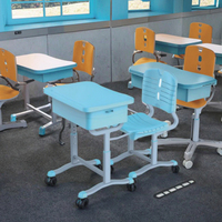 Meubles de classe écologiques et durables RSD, table d'étude individuelle pour étudiant et chaises d'école avec bureau