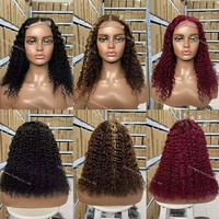 Perruque en cheveux humains vierges en gros, économique, coupe bob droite, coupe pixie, avec closure en dentelle 4x4 effet 'water wave'