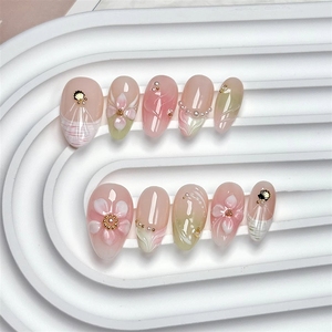 <span class=keywords><strong>Uñas</strong></span> Acrílicas 3D de Playa de <span class=keywords><strong>Verano</strong></span>, <span class=keywords><strong>Uñas</strong></span> Postizas de Alta Calidad 100% Hechas a Mano, <span class=keywords><strong>Uñas</strong></span> <span class=keywords><strong>Cortas</strong></span> en Forma de Almendra, 10 Piezas, <span class=keywords><strong>Uñas</strong></span> Postizas Reutilizables Brillantes - Product Image 2