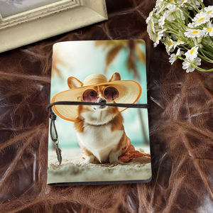 Cahier Vintage A6 fait à la main 160 pages papier amovible cadeau réfléchi pour la distribution des enregistrements de réunion avec Corgi Hat <span class=keywords><strong>Sungl</strong></span> - Product Image 2