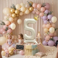 Ballon en aluminium géant beige numéro 10 avec couronne, design autoportant, pour décorations de fête d'anniversaire d'enfants - Vente en gros