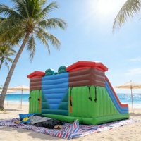 Château gonflable à thème girafe de safari populaire en Europe, toboggan gonflable pour enfants, matériau PVC 0,55 mm, capacité 500 kg, souffleur facile