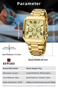 Orologio da Uomo Reward Prime, Lussuoso Orologio al Quarzo con Tre Lancette e Calendario, Elegante Orologio da Uomo <span class=keywords><strong>in</strong></span> Acciaio Inossidabile con Placcatura Fine - Product Image 4