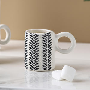 손으로 그린 에스프레소 머그잔 북유럽 미니 창조적 인 간단한 이탈리아 geom 북유럽 미니 창조적 인 간단한 이탈리아 기하학적 성격 머그잔 - Product Image 2