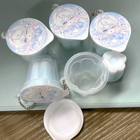 Vente en gros usine Mini porte-clés alimentaire 3D, porte-gobelets en plastique mignons en forme de pudding, jouet de décompression léger en gelée souple imprimé UV