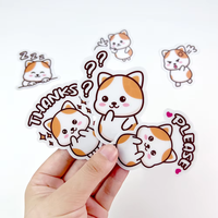 Label anak anjing kustom, pemotong cetakan bahan perlindungan lingkungan PC, stiker kartun lucu tahan air