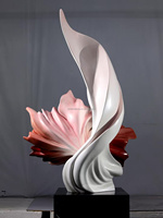 Sculpture d'art abstrait floral en résine décorative pour jardin extérieur, taille et forme personnalisées, technique de peinture