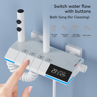 Ensemble de douche intelligent en laiton brossé blanc à prix de gros, avec cartouche céramique, 4 fonctions, poignée unique, style clavier de piano