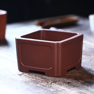 <b>Square</b> Zisha Flowerpot Concave Surface Traditional Bonsai <b>Pot</b> Taoxi Style - Product Image 2
