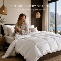 Couette matelassée toutes saisons en duvet de canard blanc 50 %, taille Queen, chaleur toute l'année, en coton anti-déchirure, matelassage en boîte, vente en gros OEM